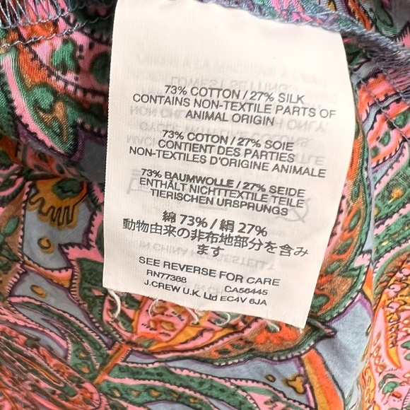 J. Crew Paisley Blouse Cotton Silk 0 - Picture 3 of 5